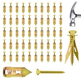 50 Pieces Metal Self Drilling Drywall Anchors with Screws Kit, 0.47" x 1.18" Zinc Plated Steel Dry Wall Anchors, No Drill Wall for Drywall Plasterboard TV Shelf Strap Cabinet