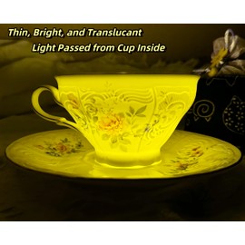 GOMMO Vintage Style Floral Tea Cup and Saucer Set for 1, English Elegant Bone China Tea Cup, 7 oz Cappuccino Espresso Latte Cup Mug (1, White Floral)