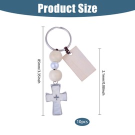 CHGCRAFT 10 Stück Taufe Favors Kreuz Schlüsselanhänger Holzkreuz Schlüsselanhänger Christliche Schlüsselanhänger Geschenke Legierung Emaille-Anhänger Kreuz Schlüsselanhänger Schlüsselanhänger