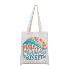 MNIGIU Beach Gift Forever Chasing Sunsets Tote Bag Summer Lover Gift Beach Life Gift (Forever Tote)