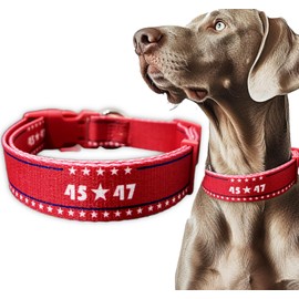 2024 American Blue Red Dog Collar, Embroidered Dog Collar, Adjustable for Small Medium Large Dogs, Congratulations.