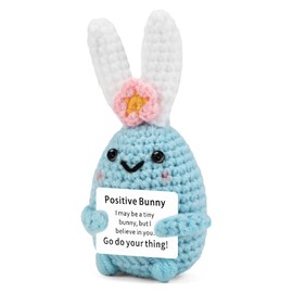 SHTALHST Positive Bunny,Positive Crochet Animals for Women,Emotional Support Crochet Animal for Girlfriend Sisters Friends