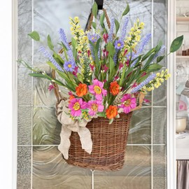 HUAESIN 4 Bundles Colorful Fake Wildflowers Picks Spring Artificial Daisy Flowers Bouquet Summer Fake Lavender Stems Floral Arrangements for Window Home Kitchen Table Farmhouse All Season Decor