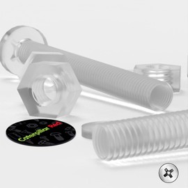 Pack of 60 Transparent Clear Plastic Acrylic M6 x 60mm Nuts & Bolts, Washers -Acrylic Plastic Screws, (15/64 x 2 23/64 in)