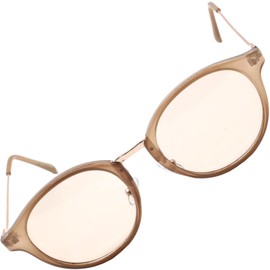 [FashionBerry] 4.クリアブラウンベージュ×ライトブラウン UVカット率99%以上 ボストン型 サングラス＆クリアレンズ眼鏡風フレーム 軽量 おしゃれ 男女兼用 ユニセックスファッションアイウェア 1000593-F-584