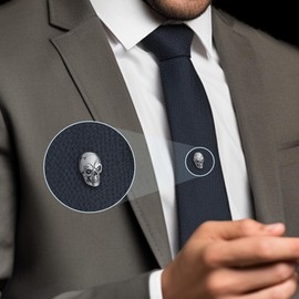 Skull Tie Tack Pin Sterling Silver Punk Skull Tie Jewelry Accessories for Men