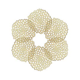 Juego de 6 posavasos huecos de PVC para decoración de mesa de Acción de Gracias, decoración para el hogar (flores doradas)