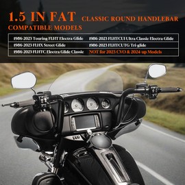 10 Inch Rise 1 1/2" 1986-2023 Street Glide Handlebars Classic Round, Black