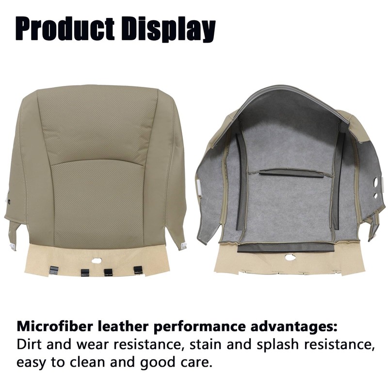 SecosAutoparts Tan Front Driver Side Bottom Perforated Microfiber Leather Seat
