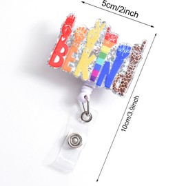Be Kind Badge Reel with Clip Cute Acrylic Badge Clip,Funny ID Card Badge Holder,Retractable for Nurses Office Teacher