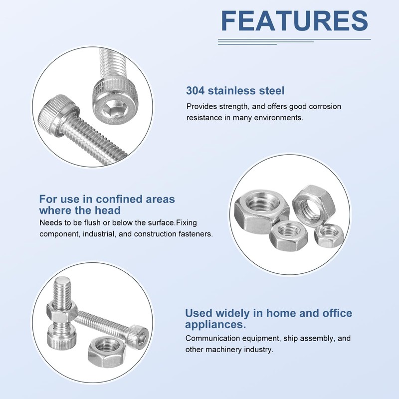 DTGN Metric Thread Assortment 75pcs M5 Bolt and Nut Kit