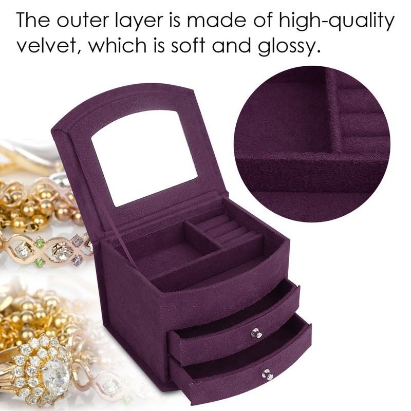 3 Layers Portable Jewelry Earrings Rings Bracelet Necklace Box Organizer