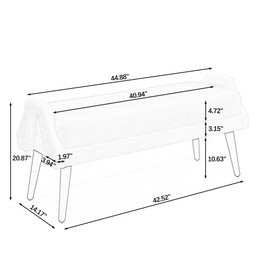 TREATLIFE HOME Modern Living Room Bench with Soft Cushion and Geometric Armrests, Wooden Legs, Use for Living Rooms, Bedrooms, and Entrances, Green