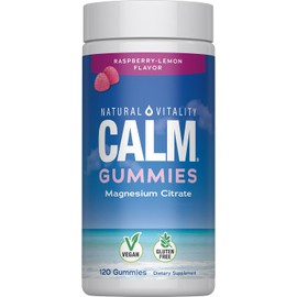 Natural Vitality Calm Gummies The Anti-Stress Gummies, A Relaxing Magnesium Supplement - 120 ct Raspberry Lemon