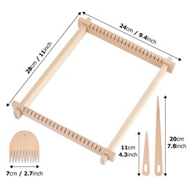Homewit Loom for Children from 6 Years, DIY Wooden Loom for Children, 24 x 28 cm with Instructions and Yarn, High-Quality Weaving Loom Set for Adults, Children and Beginners