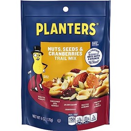 Planters Nuts (Seeds & Cranberries Trail Mix with Roasted Peanuts & Almonds, Sunflower Kernels, Golden Raisins, Cranberries & Pumpkin Kernels, 6 oz Bag)