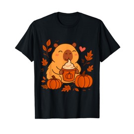 Cute Capybara Kawaii Anime Pumpkin Spice Latte Lovers Girls T-Shirt