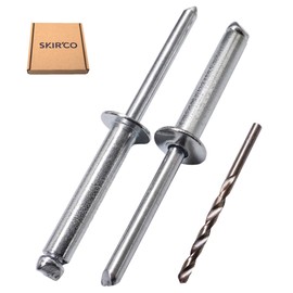 SKIR'CO (Pack of 40) Blind Rivets Galvanised Steel 6.0 x 25 mm Steel Mandrel Pop Rivets Dome Head DIN 7337 Rivets Drill Included
