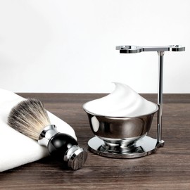 GRUTTI 3-in-1 Men's Shaving Set, Men's Shaving Blade Holder + Shaving Bowl + Shaving Brush, Traditional Wet Close Shaving Kit, Men Manual Shaving Cleaning Tool, Dad Gifts, Stainless Steel