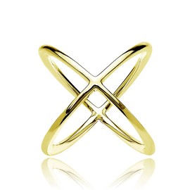 Gold Flash Sterling Silver Fashion Trendy Polished Criss-Cross X Ring for Women, Sterling Silver,Gold,Silver, No Gemstone