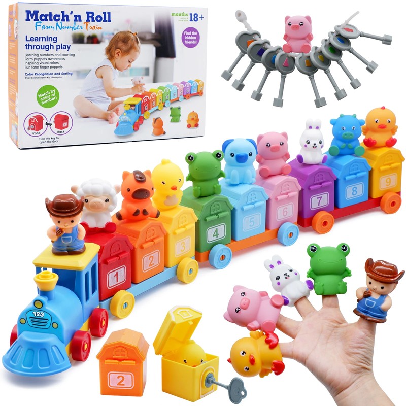 Montessori-Inspired Farm Train Toy for Toddlers – Counting, Matching &