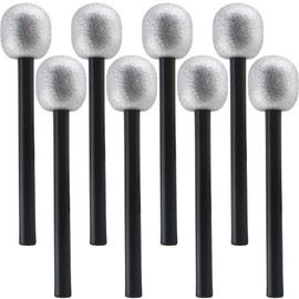 Haconba 8 Pack Microphone Toy Fake Plastic Glitter Stage Mic Costume Prop for Stage Play Cosplay Prop Birthday Disco Theme Party Favors (color set 3)