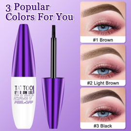 Peel Off Augenbrauen Gel, Wasserfest Augenbrauen ColourGel, Semi Permanent Tattoo Brow Tint, Lang Anhaltender Transferproof Eyebrow Gel Hält 3 Tage (#2)