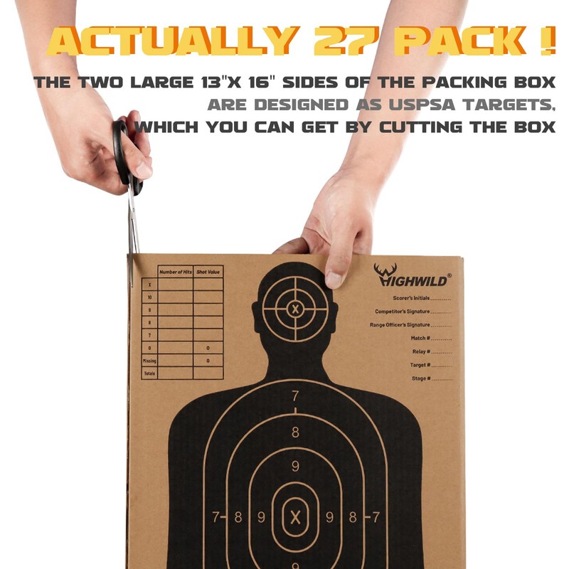 Highwild 13" X 16" Cardboard Targets for Shooting, Silhouette Paper