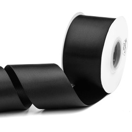 Humphrey's Craft 2 Inch Black Double Faced Satin Ribbon - 25 Yards Variety of Color for Crafts Gift Wrapping DIY Bows Bridal Bouquet Cutting Ceremony Decoration Sewing Christmas Tree Wedding.