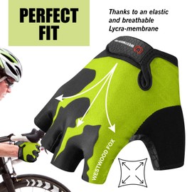 Cycling Gloves Half Finger Unisex Padded Grips Palm Bicycle Summer Riding MTB Bike Gloves for Men Women Non-Slip Fingerless Short Mountain Bike Ride Sports Hiking Mitts Climbing Gym (Parrot, S)