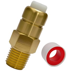 1/4 Inch NPT Brass Thermal Relief Valve, Pressure Washer Pump Overheat Protection, Thermal Release Valve for Power Washer Replacement Parts with 1 Rroll of Teflon Tape