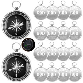 Mootycapa 25 Pcs for Church Bulk Man of God Christian Gifts Mini Religious Compass Bible Verse Souvenir Travel Themed Party for Nautical Dad Pastors Church(Silver)