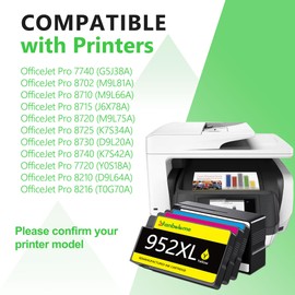 952XL Ink Cartridges Combo Pack High Yield 4-Pack Premium Replacement for HP 952XL 952 Works with OfficeJet Pro 8710, 8715, 8720, 8702, 8210, 7740 Printers(Black/Cyan/Magenta/Yellow)