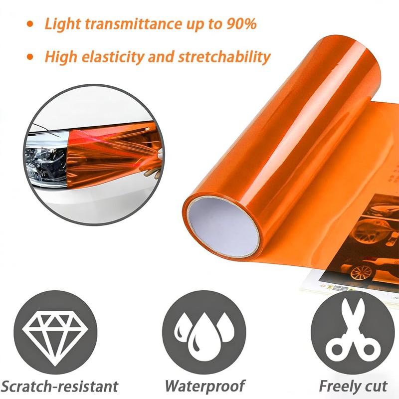 1 Pcs Car HeadLight Tint Film 12 X 48inch,Cuttable&Stretchability Car