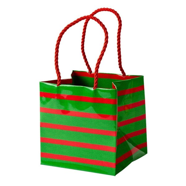 Caspari Bretagne Small Cube Gift Bag in Red & Green - 2 Bags