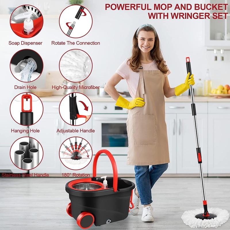 Plus Spin Mop Bucket System, 360° Spin Mop Bucket Set