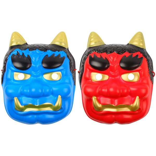 CCINEE Demon Mask, Red Demon Mask, Scary Halloween, Cosplay, Festival, Setsubun Bean Throwing, Prom, Unisex, Red and Blue Demon