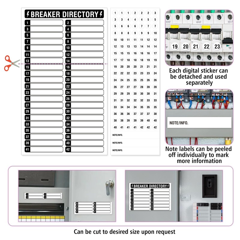 14 Sheets Breaker Panel Labels, 10 Electrical Box Catalog Labels
