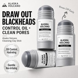 Alaska Volcano Pore Clay Stick, Pore Clay Stick Clay Mask Stick, Smoothing Skin, Non-Drying, Oil Control For All Skin Types (2PCS Gray Volcanic Clay Mask for Pores)