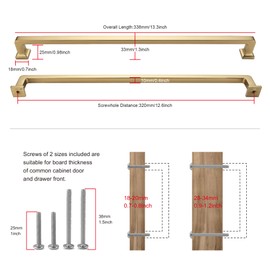 TUNNY 5 Pack Cabinet Handles-12.6"/320mm Screw Spacing Champagne Bronze Drawer Handles Kitchen Cabinet Handles Drawer Pulls Kitchen Cabinet Hardware Bedroom Cabinet Pulls
