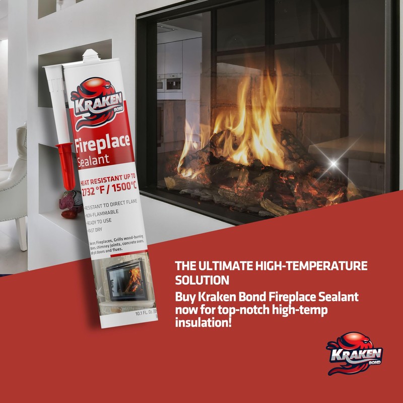 Kraken Bond High Temperature Black Fireplace Sealant 2732°F - (2x10.1oz.)
