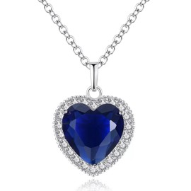AILUOR Titanic Heart of the Ocean Necklace, Silver Plated Blue Sapphire Crystal Necklace Pendants Jewelry Valentines Mother's Day Gifts (Style 1)