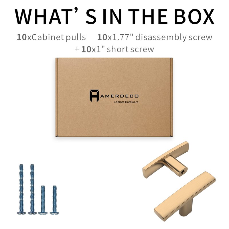 Amerdeco 10 Pack Champagne Bronze Cabinet Knobs Single Hole Cabinet