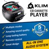 KLIM CD + Cassette Tape Player, Bluetooth CD Boombox, AM/FM