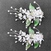 BETITETO Bridal Flower Hair Clips 2PCS White Floral Green Leaf