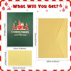 Hierein Pop Up Christmas Cards, Color House Christmas Greeting Cards Merry Christmas Holiday Surprise Gift for Christmas, 2024 3D Christmas Cards with Envelope for Kids Girls Women Man, Xmas Cards