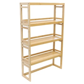 RoyalHouse Bamboo Rack, 4-Tier Shelving Unit, Perfect Storage Organizer for Bathroom, Living Room, Kitchen, Entryway, Closet