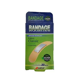 Silver Bandaids 0.75"x2.8", Pack of 30 Bandaids