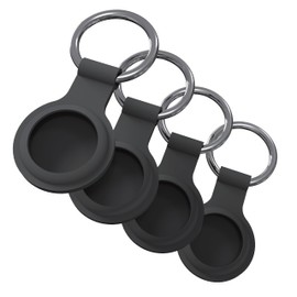 JT Berlin Schlüsselanhänger für die Apple AirTags 4er Pack (AirTags Anhänger aus Silikon, Witterungs- und alltagsbeständig, Hochwertiger Schlüsselring) schwarz