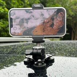 ULIBERMAGNET Magnetic Camera Mount, 80LB Heavy Duty Metal Car Adjustable Magnetic Mobile Camera Holder with Mini Ball Head,Strong Rubber Coated Magnet with 1/4’’-20 Male Thread Stud for GoPro